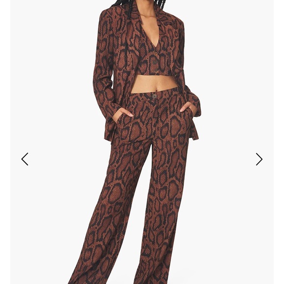 NWT WeWoreWhat Brown Cognac Snake Python Oversized Boyfriend Blazer Sz 8 - Picture 4 of 7